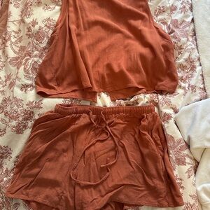 Rust Sleeveless Top and Shorts Set